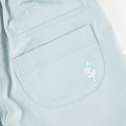 荷葉邊剪裁彈力府綢五分褲(90)