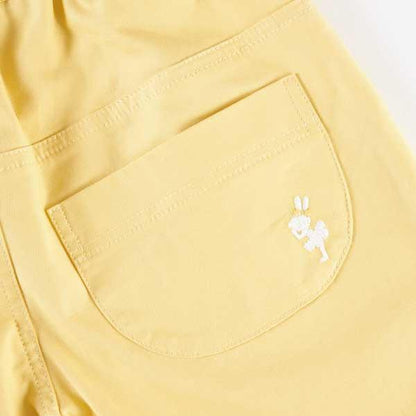 荷葉邊剪裁彈力府綢五分褲(90)