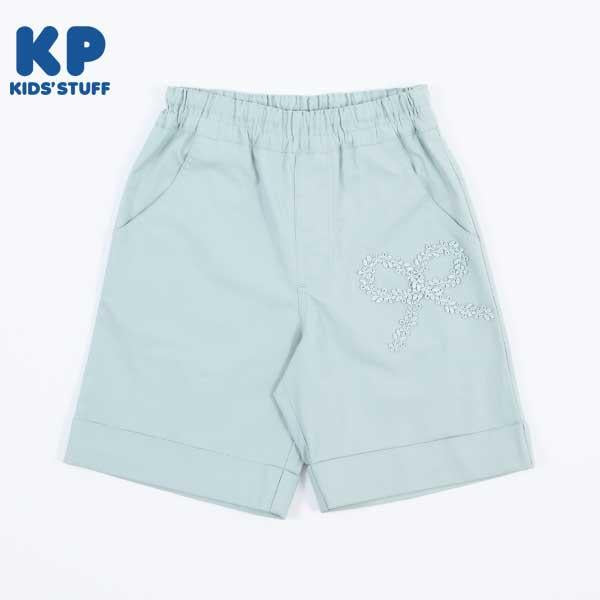 荷葉邊剪裁彈力府綢五分褲(90)