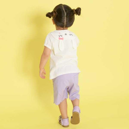 荷葉邊剪裁彈力府綢五分褲(90)