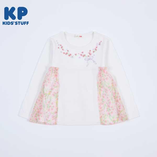 甜豌豆花紋雪紡拼接T恤（100～130）