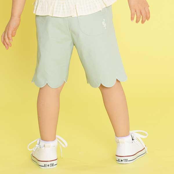 荷葉邊剪裁彈力府綢五分褲(90)