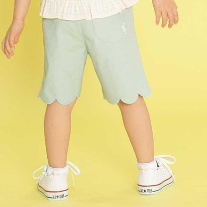 荷葉邊剪裁彈力府綢五分褲(90)