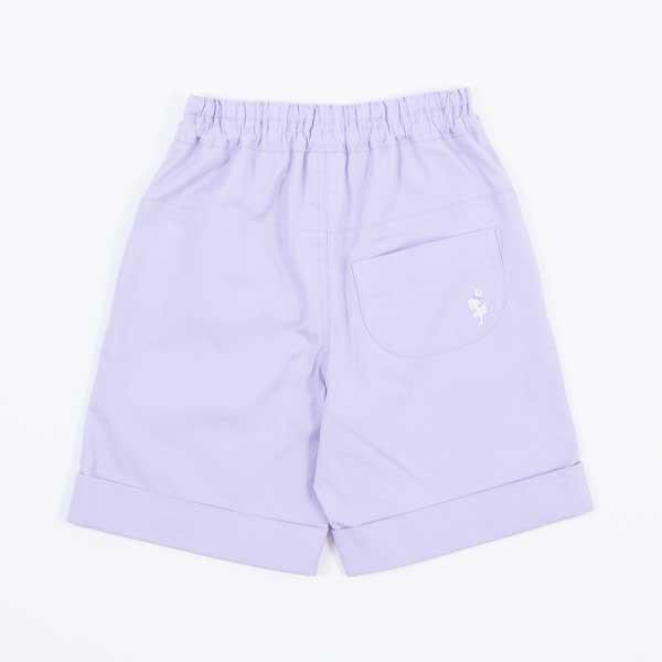 荷葉邊剪裁彈力府綢五分褲(90)