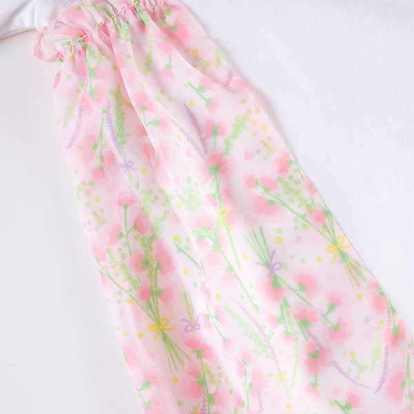 甜豌豆花紋雪紡拼接T恤（100～130）