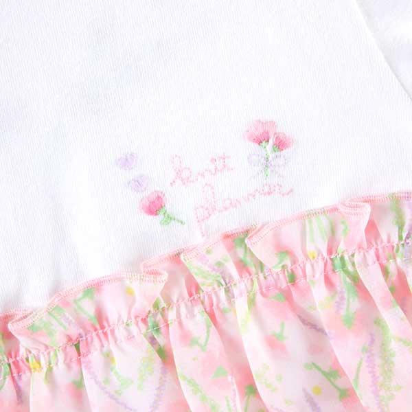 甜豌豆花紋雪紡拼接T恤（100～130）