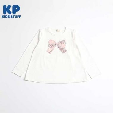 蝴蝶結貼花長袖T恤（100～130）