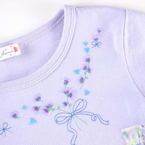 甜豌豆花紋雪紡拼接T恤（100～130）