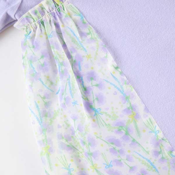 甜豌豆花紋雪紡拼接T恤（100～130）