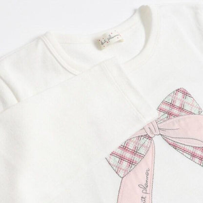 蝴蝶結貼花長袖T恤（100～130）