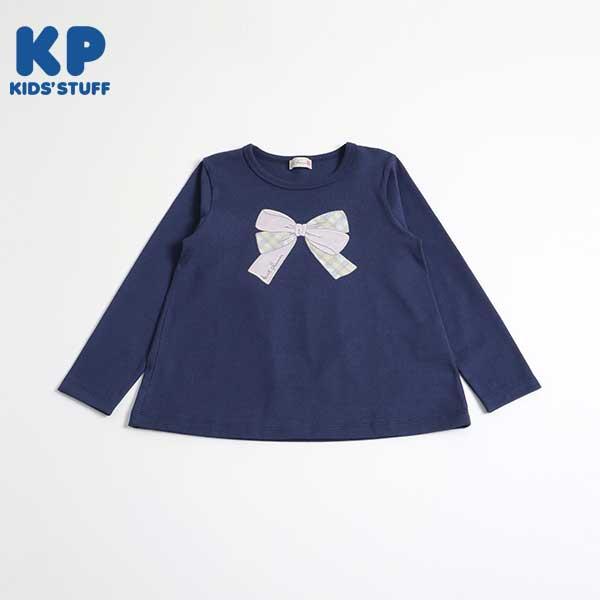 蝴蝶結貼花長袖T恤（100～130）