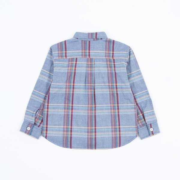 格子圖案長袖襯衫（100～130）
