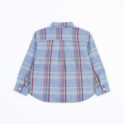 格子圖案長袖襯衫（100～130）