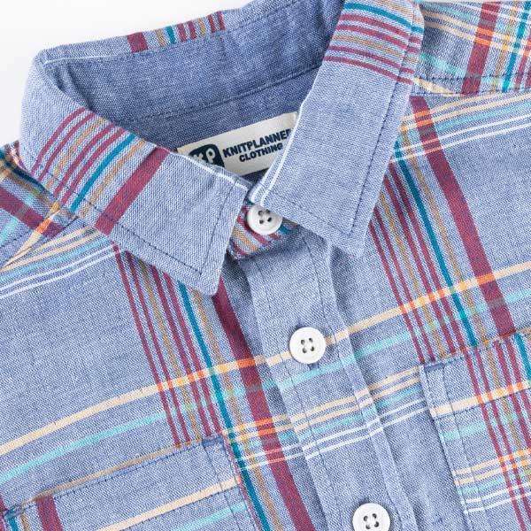 格子圖案長袖襯衫（100～130）