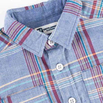 格子圖案長袖襯衫（100～130）