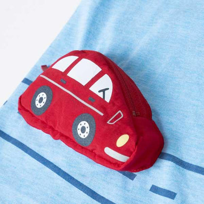 帶車車口袋彩色混紡短袖T恤（80～90）