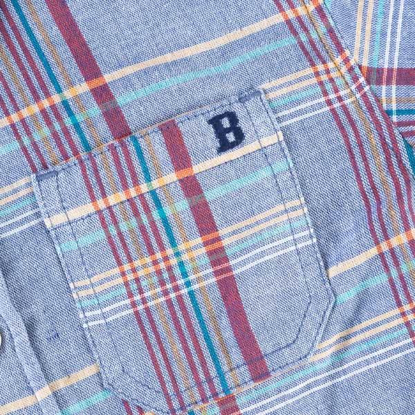 格子圖案長袖襯衫（100～130）