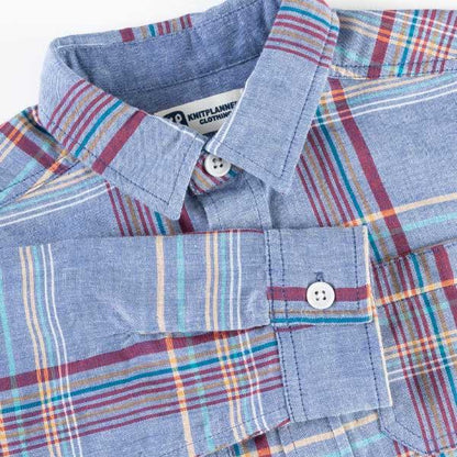 格子圖案長袖襯衫（100～130）