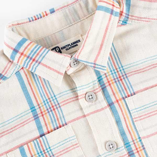 格子圖案長袖襯衫（100～130）