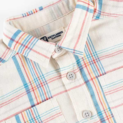 格子圖案長袖襯衫（100～130）