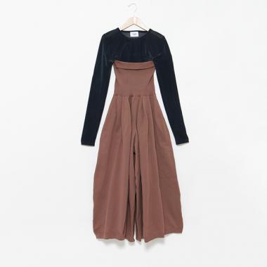 【LADIES】寬鬆腰身2WAY抹胸連體褲