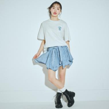 【LTXC】腰帶風牛仔裙褲