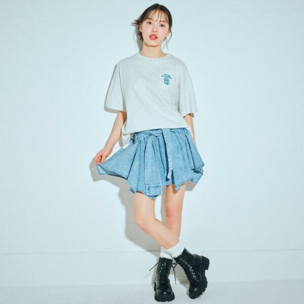 【LTXC】腰帶風牛仔裙褲