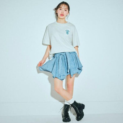 【LTXC】腰帶風牛仔裙褲