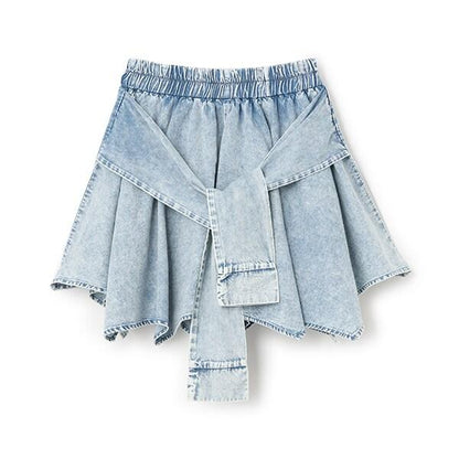 【LTXC】腰帶風牛仔裙褲