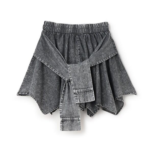 【LTXC】腰帶風牛仔裙褲