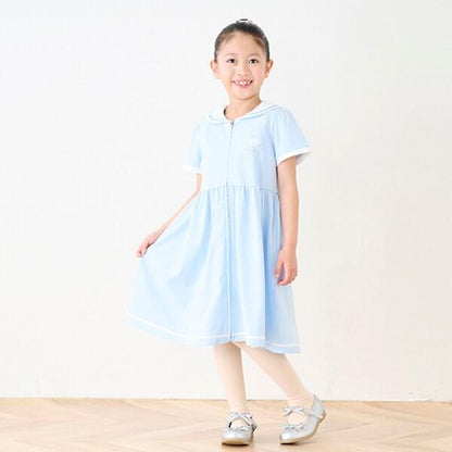 【芭蕾】前開襟水手領短袖連衣裙