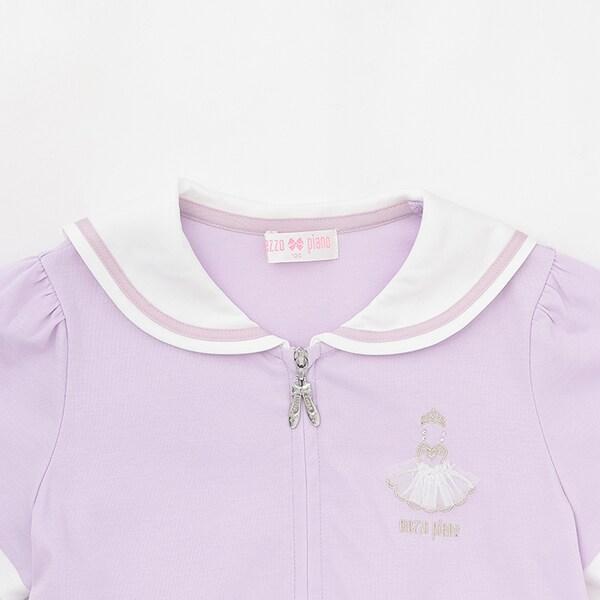 【芭蕾】前開襟水手領短袖連衣裙