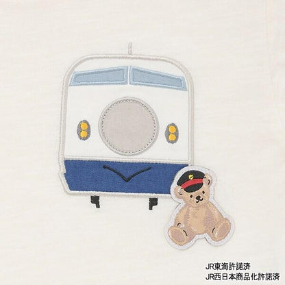 新幹線下襬格紋貼布短袖T恤