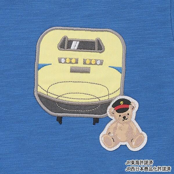 新幹線下襬格紋貼布短袖T恤