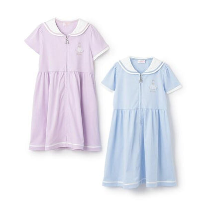 【芭蕾】前開襟水手領短袖連衣裙