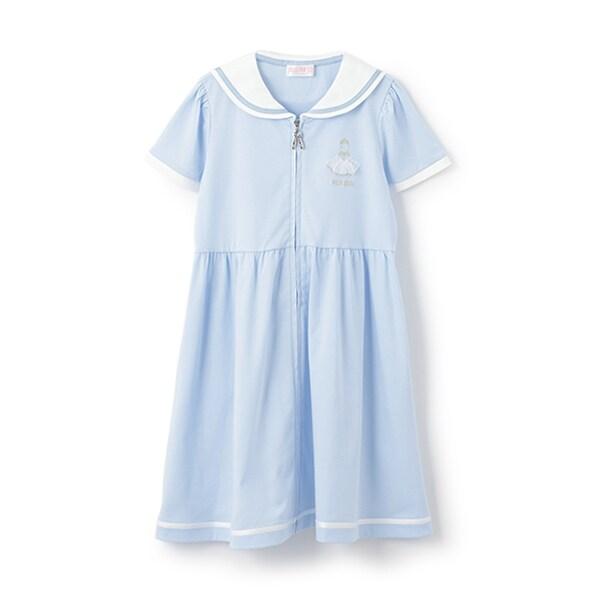 【芭蕾】前開襟水手領短袖連衣裙