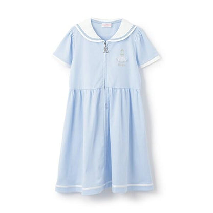 【芭蕾】前開襟水手領短袖連衣裙