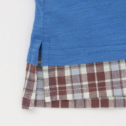 新幹線下襬格紋貼布短袖T恤