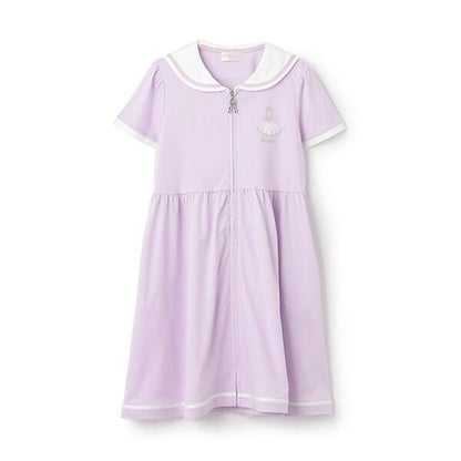 【芭蕾】前開襟水手領短袖連衣裙