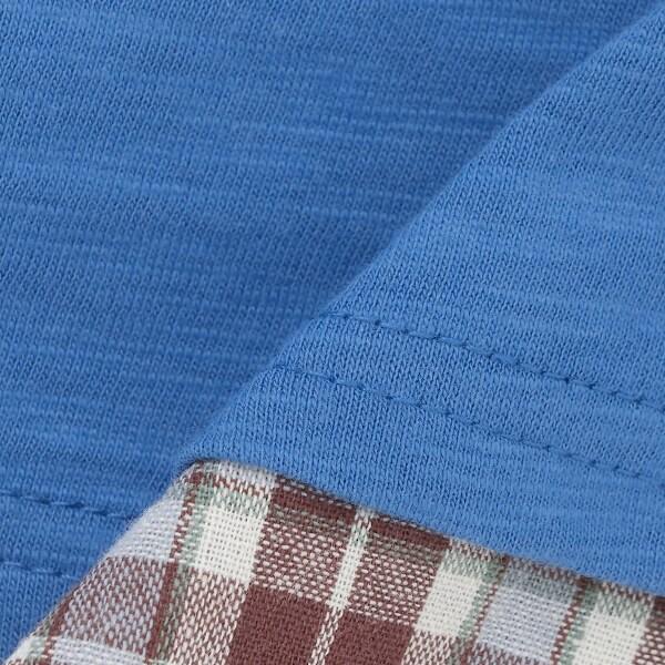 新幹線下襬格紋貼布短袖T恤