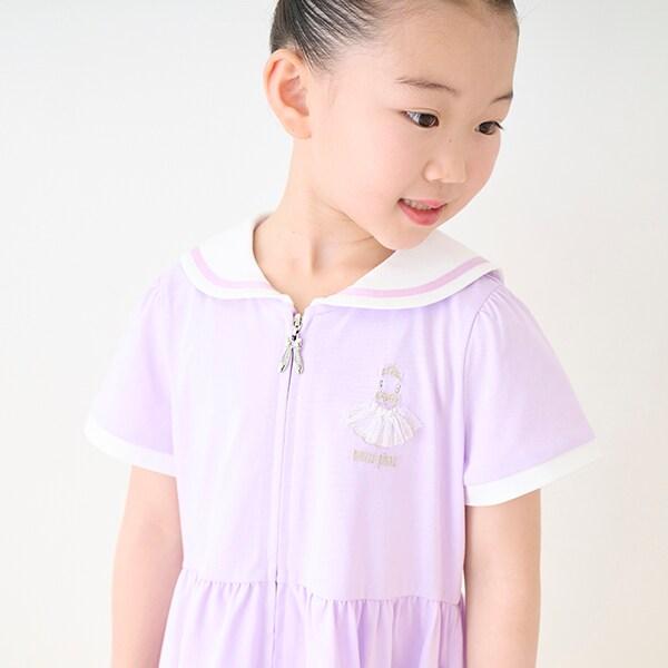 【芭蕾】前開襟水手領短袖連衣裙