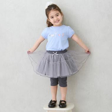 【接觸冷感】五分褲打底裙配網紗半身裙