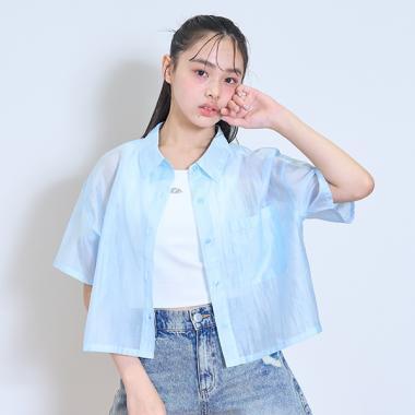 【接觸冷感/清涼】短袖透視襯衫