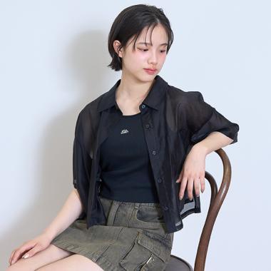 【接觸冷感/清涼】短袖透視襯衫