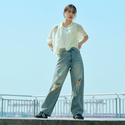 【接觸冷感/清涼】短袖透視襯衫