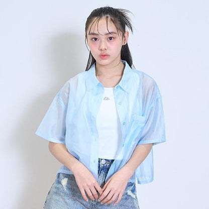 【接觸冷感/清涼】短袖透視襯衫