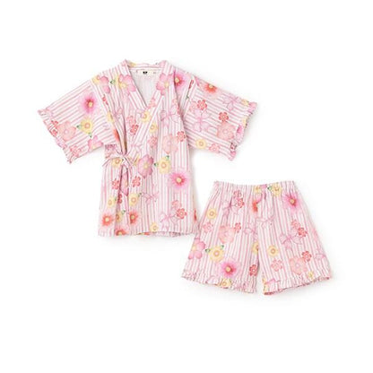 甚平 條紋×花蝴蝶結圖案