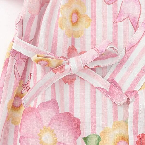 甚平 條紋×花蝴蝶結圖案