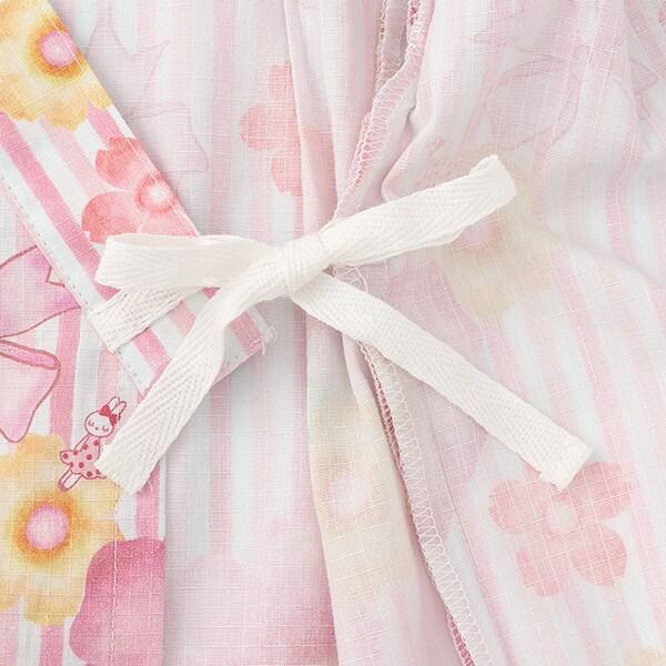 甚平 條紋×花蝴蝶結圖案