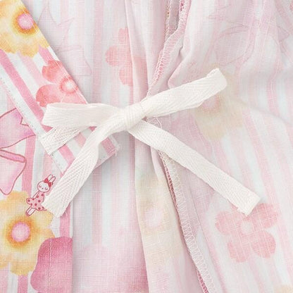 甚平 條紋×花蝴蝶結圖案